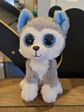 2021 Ty Silk Beanie Boo Slush The Husky with Sparkling Blue Eyes Plush